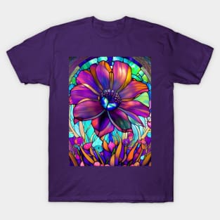 Stained Glass Purple Flower T-Shirt